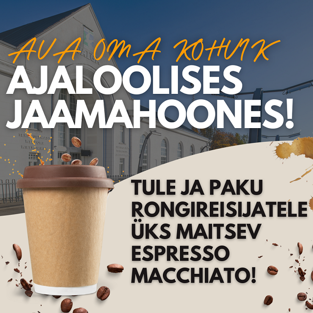 Ava oma kohvik ajaloolises jaamahoones! Tule ja paku rongireisijatele üks maitseb espresso macchiato